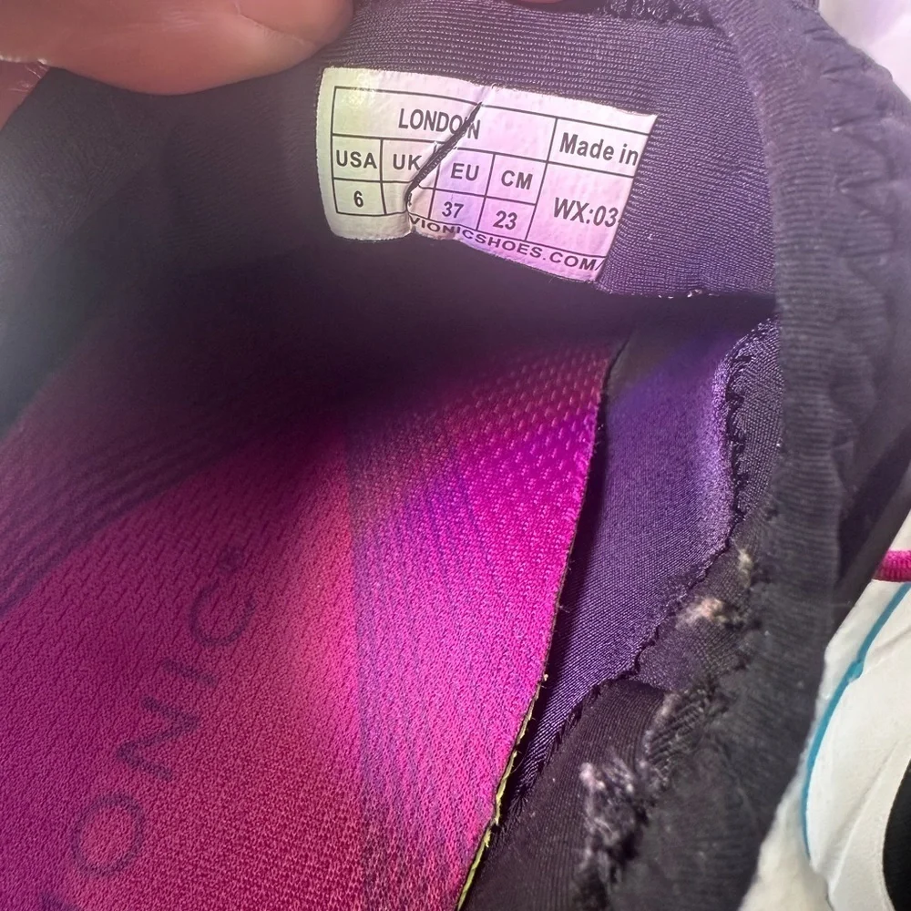 Vionic Women's Black Sneakers with Pink and Blue Accents